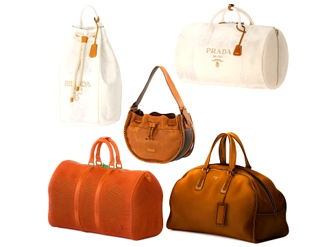 Set branded leather accessories bag backpack top decor 3D Model