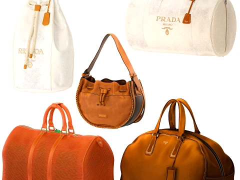 Set branded leather accessories bag backpack top decor 3D Model