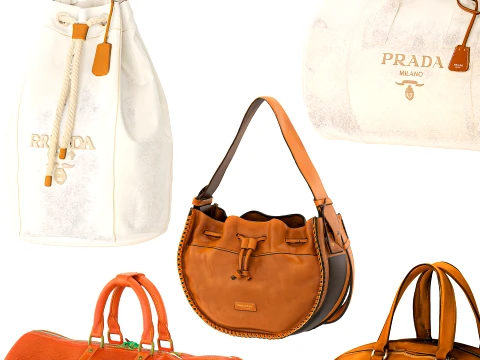 Set branded leather accessories bag backpack top decor 3D Model