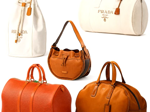 Set branded leather accessories bag backpack top decor 3D Model