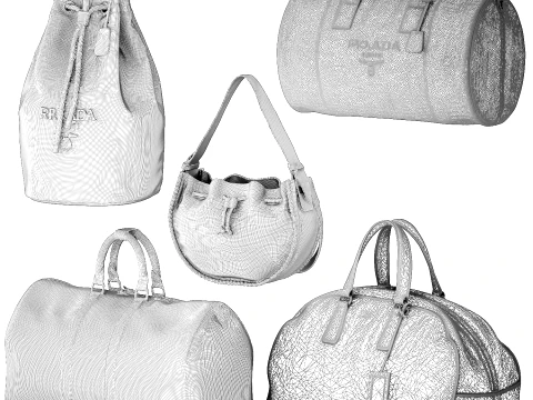 Set branded leather accessories bag backpack top decor 3D Model