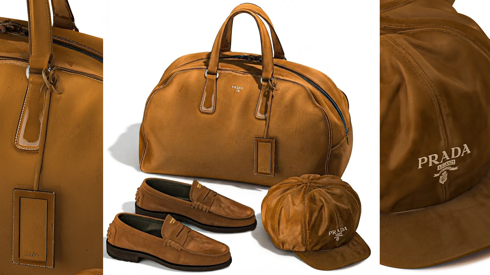 Accessories Clothing Bag Shoes Hat P r a d a Leather decor set 3D Model .c4d .max .obj .3ds .fbx .stl .blend 