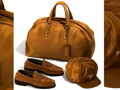 Accessories Clothing Bag Shoes Hat P r a d a Leather decor set 3D Model