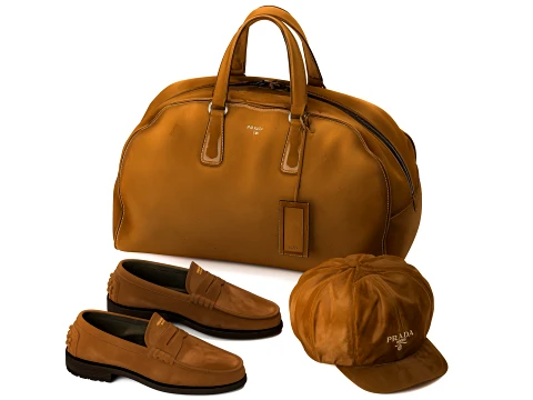 Accessories Clothing Bag Shoes Hat P r a d a Leather decor set 3D Model