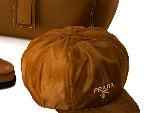 Accessories Clothing Bag Shoes Hat P r a d a Leather decor set 3D Model