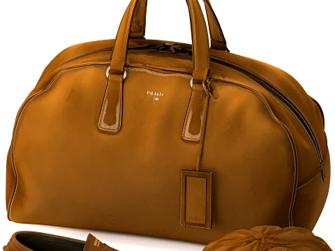 Accessories Clothing Bag Shoes Hat P r a d a Leather decor set 3D Model