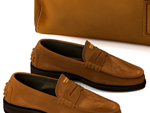Accessories Clothing Bag Shoes Hat P r a d a Leather decor set 3D Model