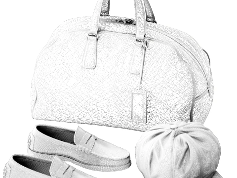 Accessories Clothing Bag Shoes Hat P r a d a Leather decor set 3D Model