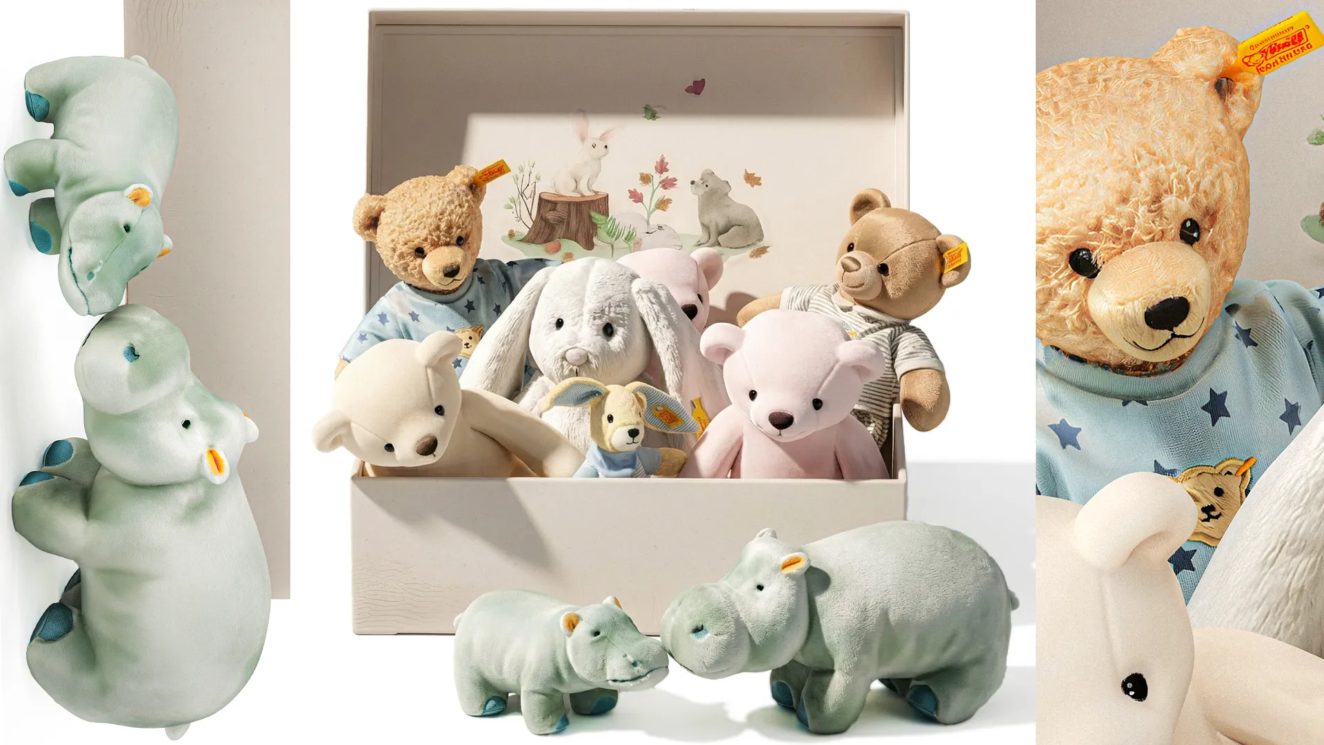 Soft plush children toys set pajamas teddy bear hippo box 3D Model .c4d .max .obj .3ds .fbx .stl .blend 