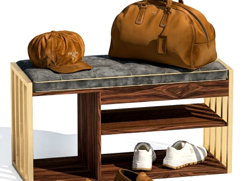 Banco para sapatos, t&ecirc;nis, chap&eacute;u, bolsa, guarda-roupa Modelo 3D
