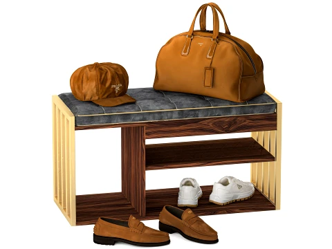 Banco para sapatos, t&ecirc;nis, chap&eacute;u, bolsa, guarda-roupa Modelo 3D