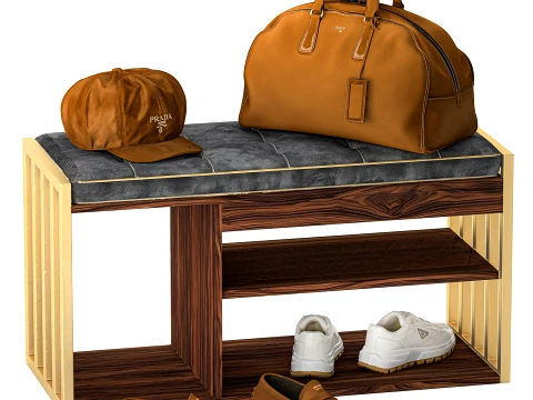 Banco para sapatos, t&ecirc;nis, chap&eacute;u, bolsa, guarda-roupa Modelo 3D