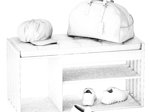 Banco para sapatos, t&ecirc;nis, chap&eacute;u, bolsa, guarda-roupa Modelo 3D