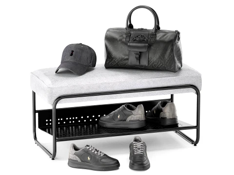 Bench shoe rack hallway sneakers cap bag wardrobe set top new 3D Model