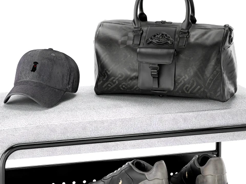Bench shoe rack hallway sneakers cap bag wardrobe set top new 3D Model