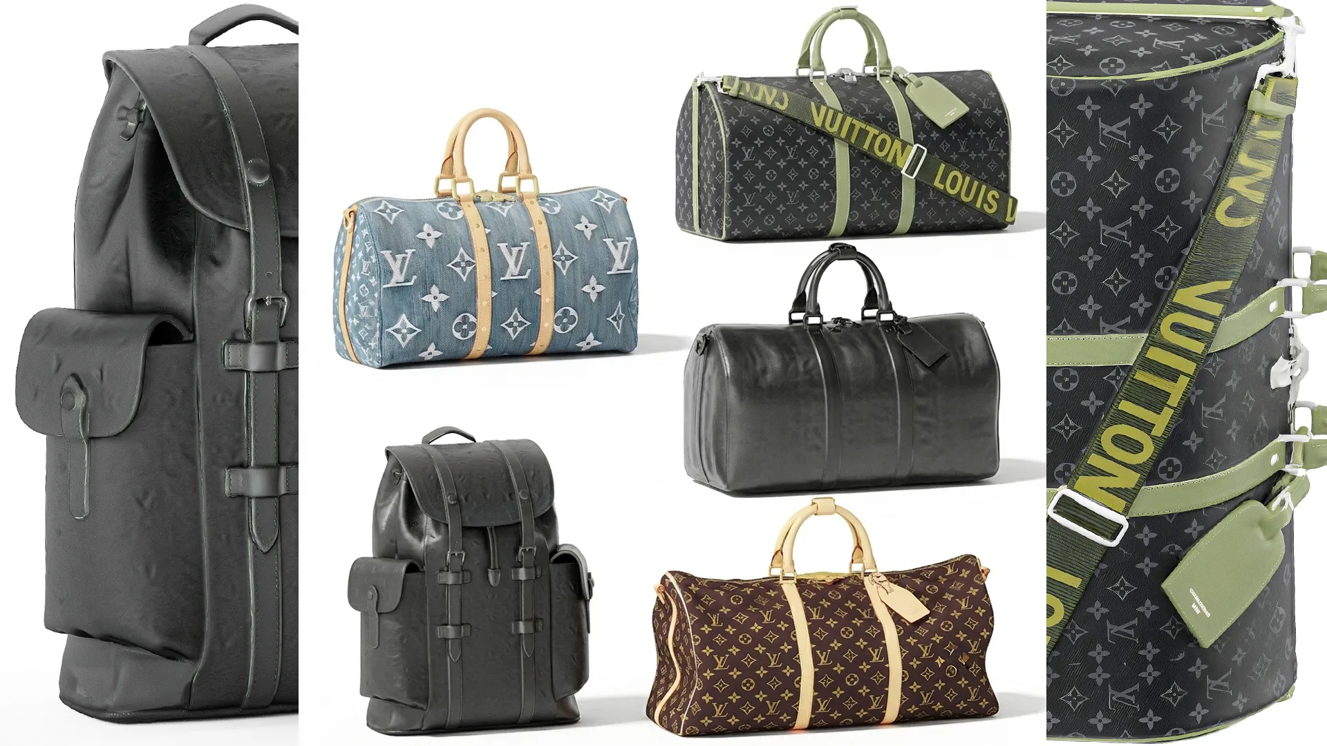 Set leather accessories bag backpack LO UIS VU ITTON 3D Model .c4d .max .obj .3ds .fbx .stl .blend 