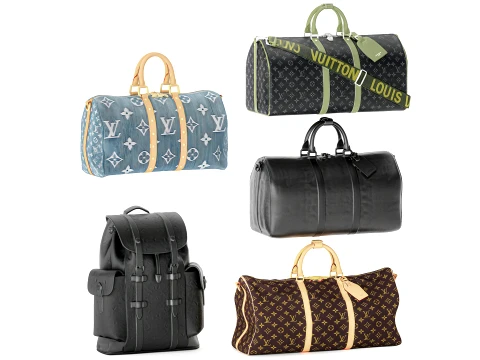 Set leather accessories bag backpack LO UIS VU ITTON 3D Model