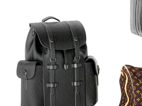 Set leather accessories bag backpack LO UIS VU ITTON 3D Model