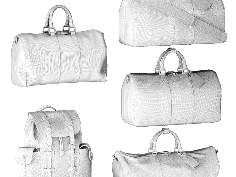 Set leather accessories bag backpack LO UIS VU ITTON 3D Model