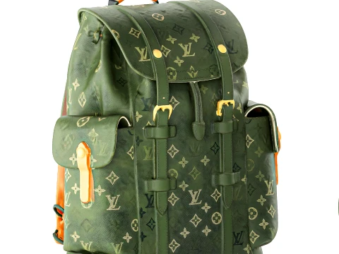 Set leather accessories bag backpack LO UIS VU ITTON decor 3D Model