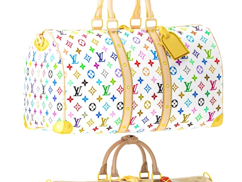 Set leather accessories bag backpack LO UIS VU ITTON decor 3D Model