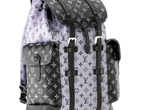 Set leather accessories bag backpack LO UIS VU ITTON decor 3D Model