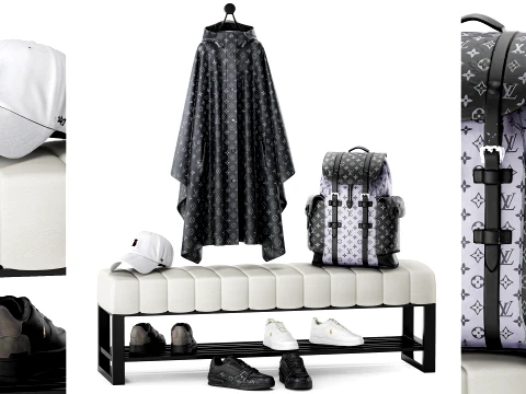 Bench shoe rack hallway sneakers cap bag wardrobe backpack LOFT 3D Model