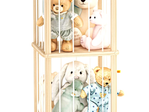 Storage rack soft toys bear bunny rabbit hippo set decor top new 3D Model