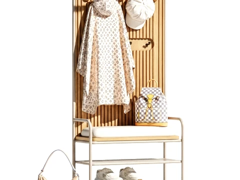 Bench Shoe Rack Hallway Sneakers Cap Bag Wardrobe hanger set 3D Model