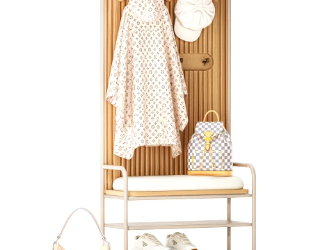 Bench Shoe Rack Hallway Sneakers Cap Bag Wardrobe hanger set 3D Model