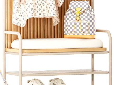 Bench Shoe Rack Hallway Sneakers Cap Bag Wardrobe hanger set 3D Model