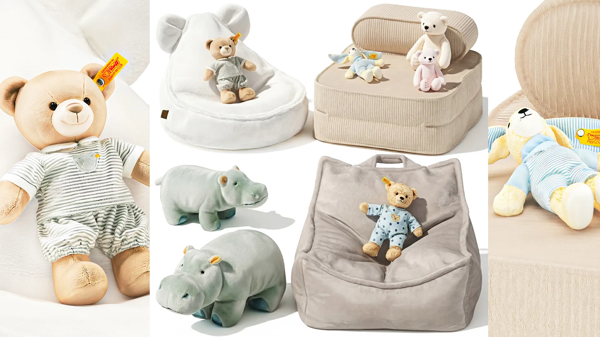 Soft plush children toys set teddy bear hippo ottoman pouf 3D Model .c4d .max .obj .3ds .fbx .stl .blend 