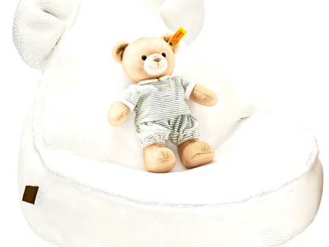 Soft plush children toys set teddy bear hippo ottoman pouf 3D Model