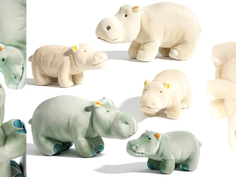 Morbido peluche per bambini con nuovo decoro top ippopotamo Modello 3D