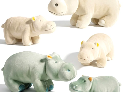 Soft plush toys children featuringl baby hippo new decor top 3D Model