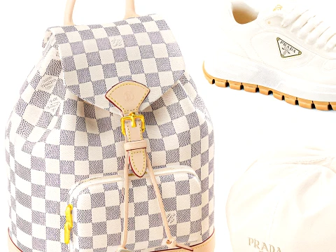 Womens shoes sneakers bag backpack clothing set 3D Model