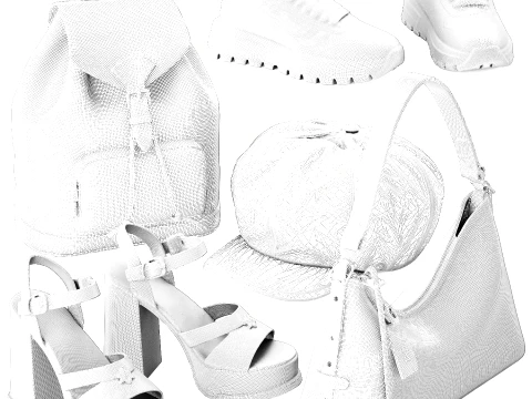 Womens shoes sneakers bag backpack clothing set 3D Model