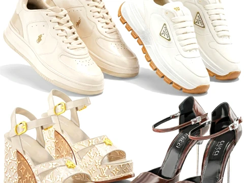 Womens shoes sneakers LO UIS VU ITTON PR ADA GU CCI set decor 3D Model