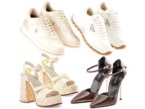 Womens shoes sneakers LO UIS VU ITTON PR ADA GU CCI set decor 3D Model