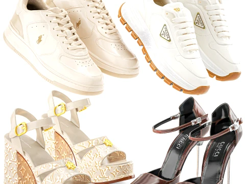 Womens shoes sneakers LO UIS VU ITTON PR ADA GU CCI set decor 3D Model