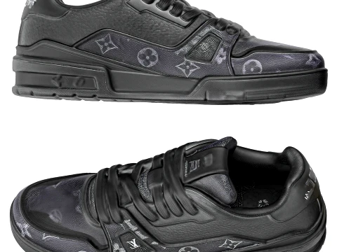 Mens Shoes black set Sneakers Collection set 3D Model
