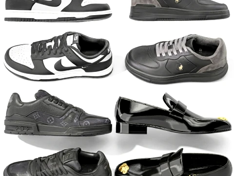Mens Shoes black set Sneakers Collection set 3D Model