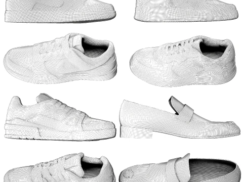 Mens Shoes black set Sneakers Collection set 3D Model