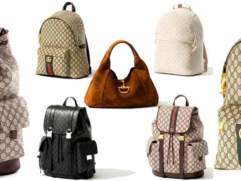 Sac à dos avec accessoires en cuir italien, ensemble Gu cci Modèle 3D