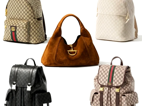 Italian leather accessories bag backpack Gu cci set 3D Model