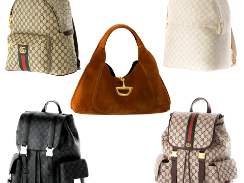 Italian leather accessories bag backpack Gu cci set 3D Model