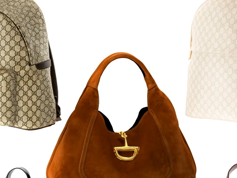 Italian leather accessories bag backpack Gu cci set 3D Model
