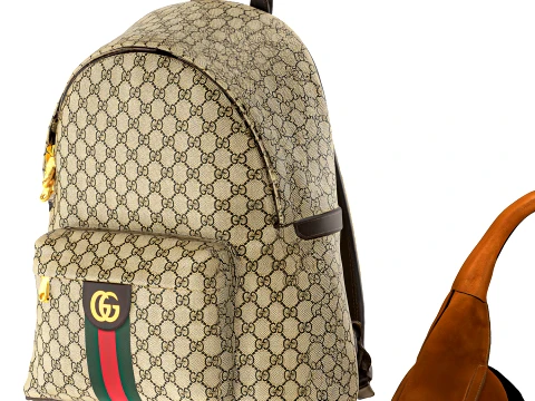 Italian leather accessories bag backpack Gu cci set 3D Model