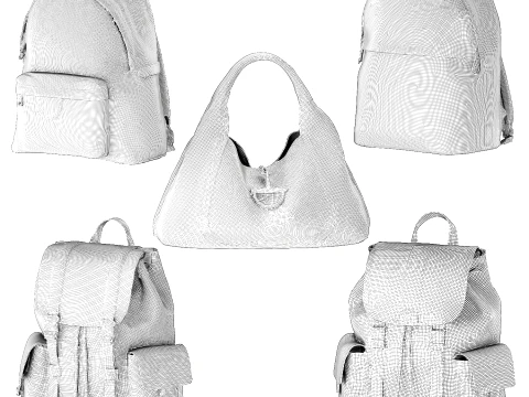 Italian leather accessories bag backpack Gu cci set 3D Model
