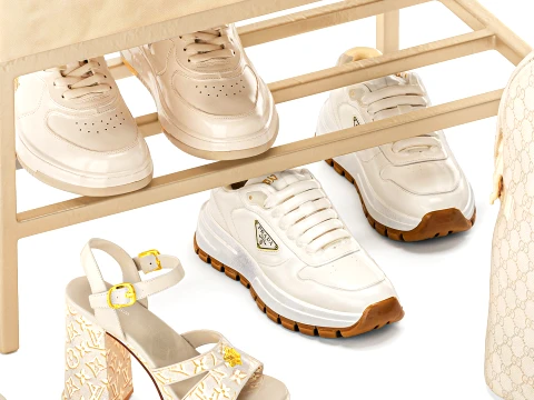 Set Small Bench Shoe Rack Sneakers bag Backpack decor new 3D Model